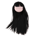 1/6 Female Ball Joint Doll Head Carving Sculpt with Black Curl Hair Wig for BJD MSD Doll
