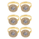 6 Pieces Round Shape Rhinestones Napkin Ring Serviette Buckle Holder Wedding Party Table Decor Gold