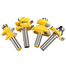 4Pieces Alloy Tongue & Groove and V-notch Router Bit Set For CNC -1/2'' Shank