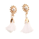 Vintage White Tassel Fringe Ear Stud Long Dangle Earring Women Charms Jewelry