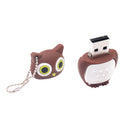 64GB Memory Stick USB Flash Drive Lovely Owl Pen Drive Cartoon Model Brown