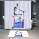Home Hotel Bathroom Shower Room Decor Retro Fabric Shower Curtains With 12 Hooks Creative Riding Print Charms Curtain