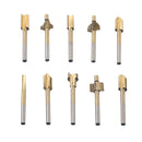 Set of 10pcs 1/8" HSS Shank Titanium HSS Router Bit Trimmer For Rotary Tool