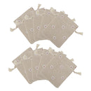 10 x White Flower Linen Jute Sack Jewelry Pouch Drawstring Gift Bags Wedding