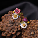 Fashion Colors Plainting Oil Flower Enamel Crystal Rhinestone Ear Stud Earrings