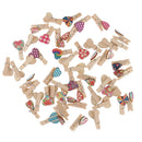 50 Pieces Mixed Color Heart Shaped Wooden Clips/Mini Bag Clips/Paper Clips/Wood Pegs