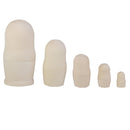 5pcs Unpainted Blank Wooden Russian Nesting Dolls Matryoshka DIY Craft 5.7in