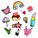 13 Pieces Embroidered Sew Iron on Applique Patch Rainbow Heart Lipstick Patches