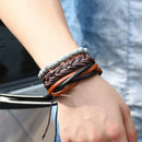 Hot Vintage Handmade Braided Multi-Layer Western Men's PU Leather Bracelets