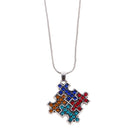 Men Women's Awareness Puzzle Piece Jigsaw Charm Pendant Chain Necklace