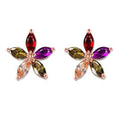 Fancy Colorful Flower Ear Studs Cute Girl Zirconia Metal Earring for Women