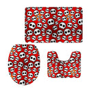 Set of 3PCS Home Bathroom Toilet Table Kitchen Use Skull Pattern Design Toilet Covers Non-slip Bathmat Carpet Rug
