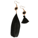 Vintage Tassel Feather Asymmetric Ear Stud Dangle Earring Women Lady Jewelry Gift