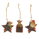 3 Pieces Wooden Christmas Tree Decor Xmas Hanging Reindeer Santa Ornaments Decoration