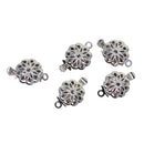 5 Sets Double Side Hollow Filigree Flower Pinch Push Box Clasps 14x8x3mm Vintage Silver Buckle Bracelet Ends Clasps DIY Jewelry Making Necklace Findings Accessories