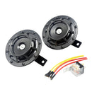 Super Loud Blast Tone Grill Mount 12V Electric Compact Car Horn Kit Black
