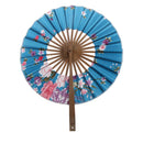 Folding Elegant Silk Bamboo Hand Fan Wedding & Party Decoration Favors Windmill Fan Azure