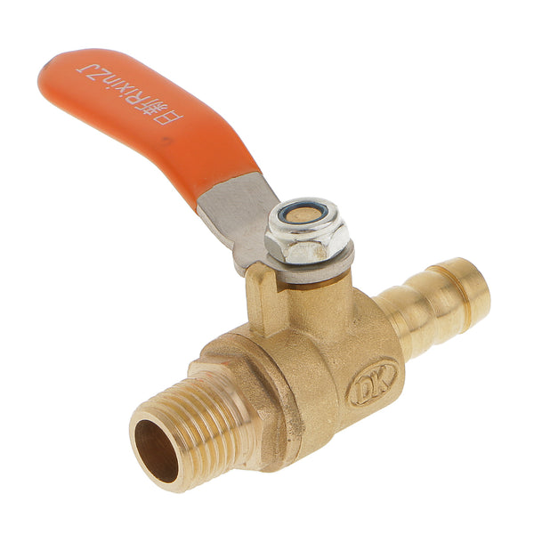1/4 BSP Thread to 3/8 Barbed Hose Brass Ball Valve Shut Off Switch Fluid Lever Self-locking Good Seal Efficient Convenient Durable Universal Use
