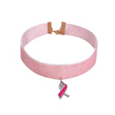 Classic Velvet Gothic Choker Necklace Women Breast Cancer Awareness Jewelry