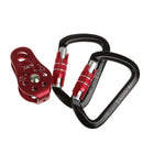 Tree Arborist Rock Climbing Fixed Rope Pulley + 2pcs Self Locking Carabiners