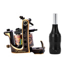 Professional Handmade Dual Coil Tattoo Machine 10 Wrap Brass Frame for Liner& Shader+Black Grip
