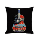 Vintage Cotton Linen Throw Pillow Case Waist Bolster Cushion Cover Guitar