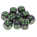 10Pcs D6 Dice Six Sided Spot Dices Set for Dungeons and Dragons RPG MTG Party Board Games Green Black