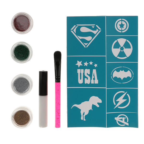 1 Set Party Fun Temporary Fashion Glitter Shimmer Tattoo Body Art Design Kit