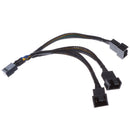 15cm 4 pin 3 ways Y Splitter Computer PC Fan Power Cable Wire Black Sleeved