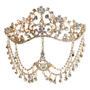Gold Princess Crown Hairpin Bridal Tiaras Wedding Jewelry Hair Accessory