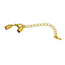 12pcs Lobster Clasp And Barrel Bead Cord Ends Baps with Extender Chain Gold
