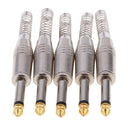 5 Pieces 1/4" Male 6.35mm Audio Cable Amplifier Connector Mono Connector Plugs with Spring for Guitar DIY Connector
