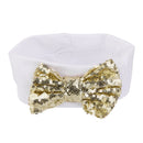 Baby Girl Elastic Soft Comfortable Sequined Bowknot Headband Headwear Hair Accessory White 18.5cmx6.5cm