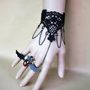 Halloween Court Bat Flower Black Lace Gothic Vintage Party Bracelet Ring