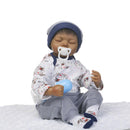 50cm Adorable Vinyl Reborn Doll Baby Model in Striped Clothes Set Outfit Accessories