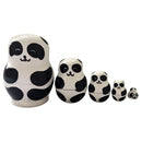 5Pcs Pandas Wooden Russian Nesting Dolls Set Matryoshka Collectibles Gift