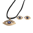Classic Fashion Evil Eye Pendant Necklace Ear Studs Jewelry Set Lucky Charms