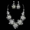 Set Of Women Girls Ladies Necklace With Earrings Wedding Engagement Prom Party Accessory Silver