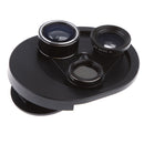 4 in 1 Lens Kit 0.63X Wide Angle+198Â° Fisheye+15X Macro Lens for Smart Phone Black