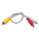 32cm RCA Male to 2 RCA Female Plug Audio Adapter Y Splitter Connector Cable