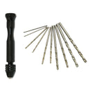 Aluminium Alloy Hand Twist Drill with 10 HSS Drill Bits - For DIY Hobby