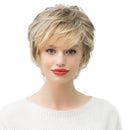 Fashion Women Office Lady Very Short Natural Wave Human Hair Wig Full Head Wigs Ombre Blonde