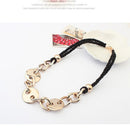 Retro Thick Gold Metal Chain Black Rope Collar Necklace Hip Hop Accessory