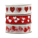 3x5 Yards 15mm Sheer Organza Ribbon with Love Heart Printed For Valentine's Day Gift Package Wrapping, Hair Bow Clips & Accessories Making, Crafting, Wedding