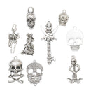 9 Piece Vintage Skeleton Skull Shape Pendant Charms Halloween Jewelry Making Findings Accessories