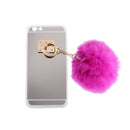 Silver Mobile Phone Case Protective Back Cover with Imitation Rose Red Wool Ball for iPhone 6 Plus/ 6S Plus