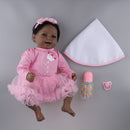 Real Touch Silicone 22inch Reborn African American Baby Doll Fake Toddler Newborn Doll Â– Kids Child Bath Toy Appease Toy Xmas Gift