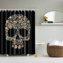 Waterproof Polyester Bathroom Shower Sheer Curtain Panel w/Hook Skull Head