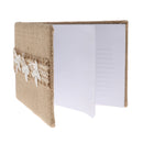 Jute Hessian Burlap Rustic Wedding Guest Book with Lace Flower Pearl Decor
