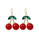 Rockabilly Red Cherry Diamante Crystal Drop Dangle Chandelier Hook Earring Studs